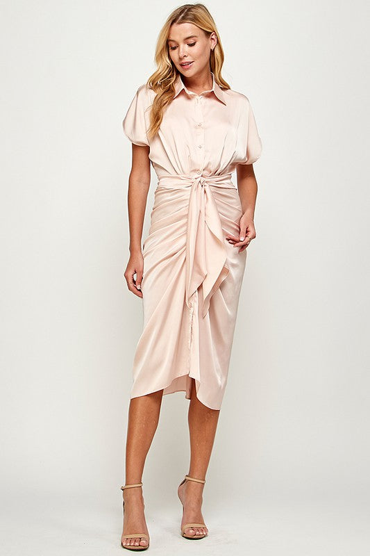 Mid Dress Satin Champagne