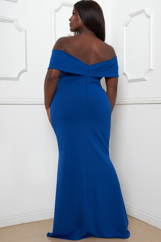 Offshoulder Royal Blue Plus Size