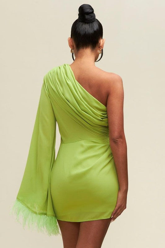 One Shoulder Mint Green