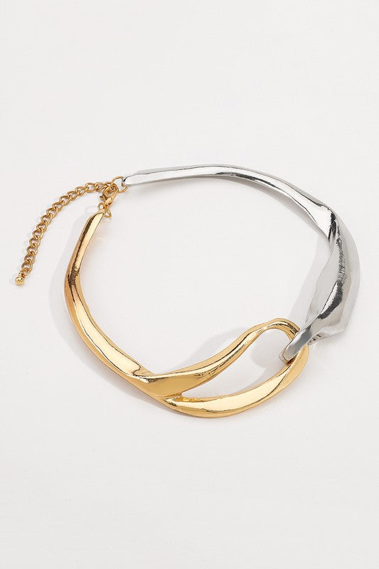 Asymmetrical Two-Tone Choker Necklace