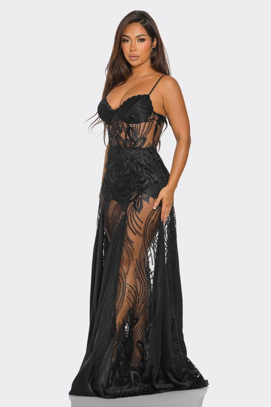 Black sensual maxi dress