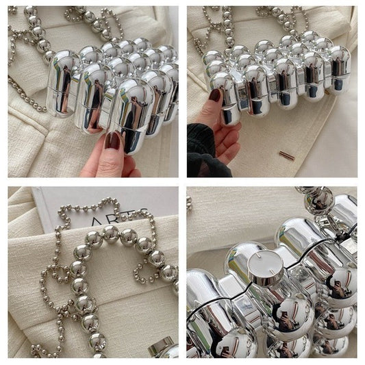 Bumpy Chunky Clutch - Silver