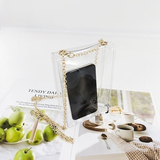 Clear Cellphone Clutch Gold
