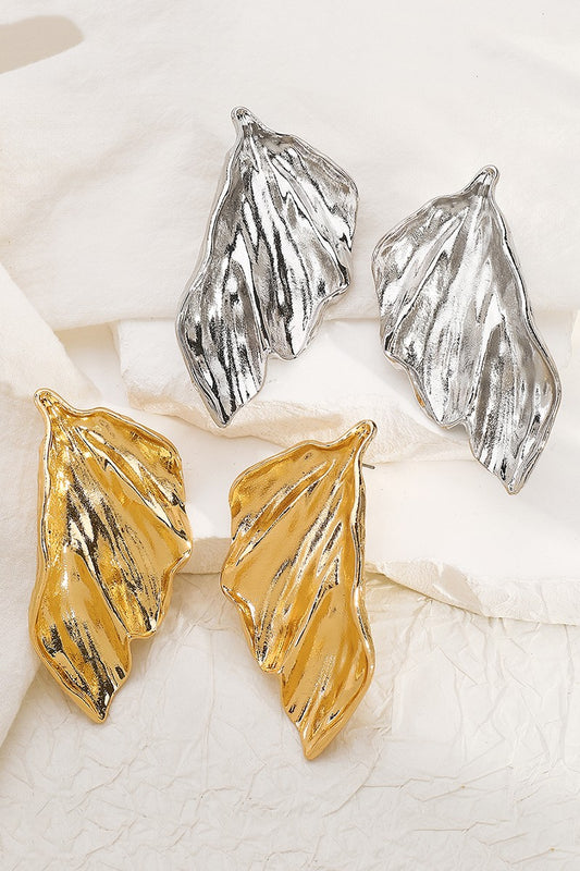 Leaf Dangle Earrings Silver