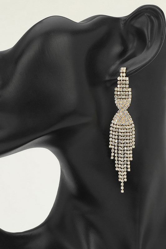 Rhinestone Tassel Earrings Silver