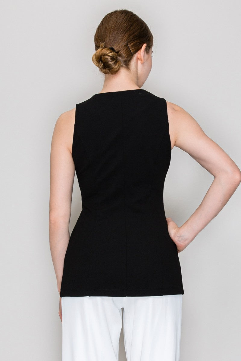 V-neck Buttoned Top Red