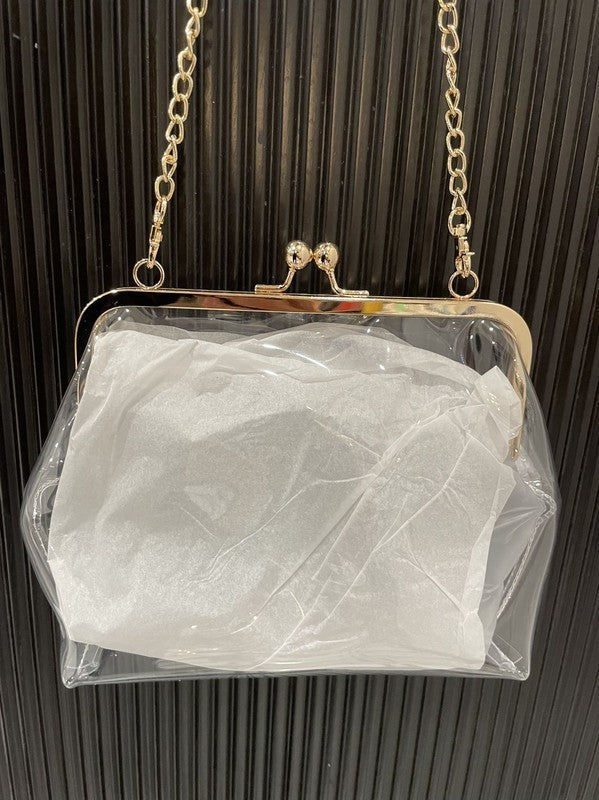 Clear Clutch Money Style - Gold