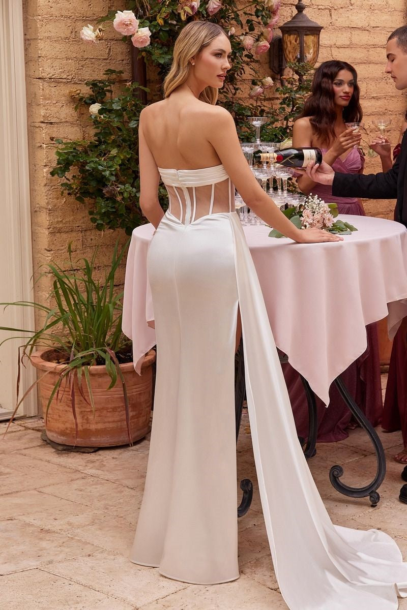 Strapless Off White Formal Dress