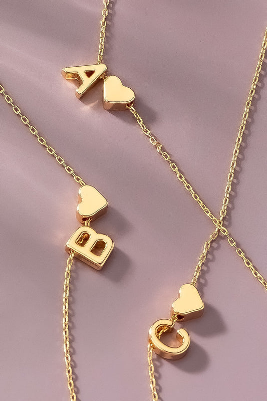 Mini Initial with Heart - Gold