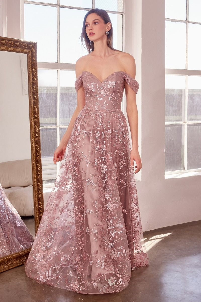 Off Shoulder A-Line Formal Dress