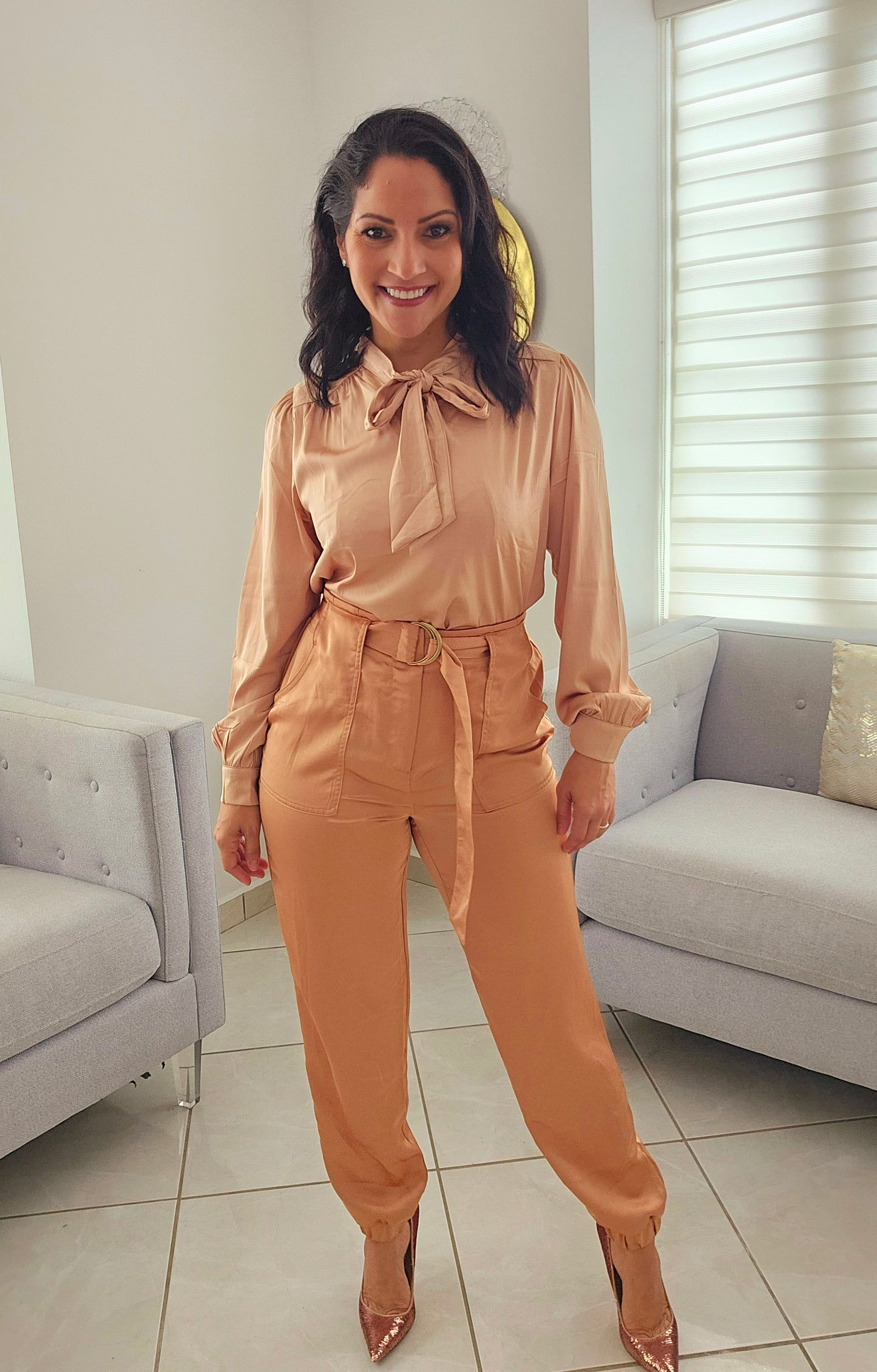Satin Bow Front Satin Top