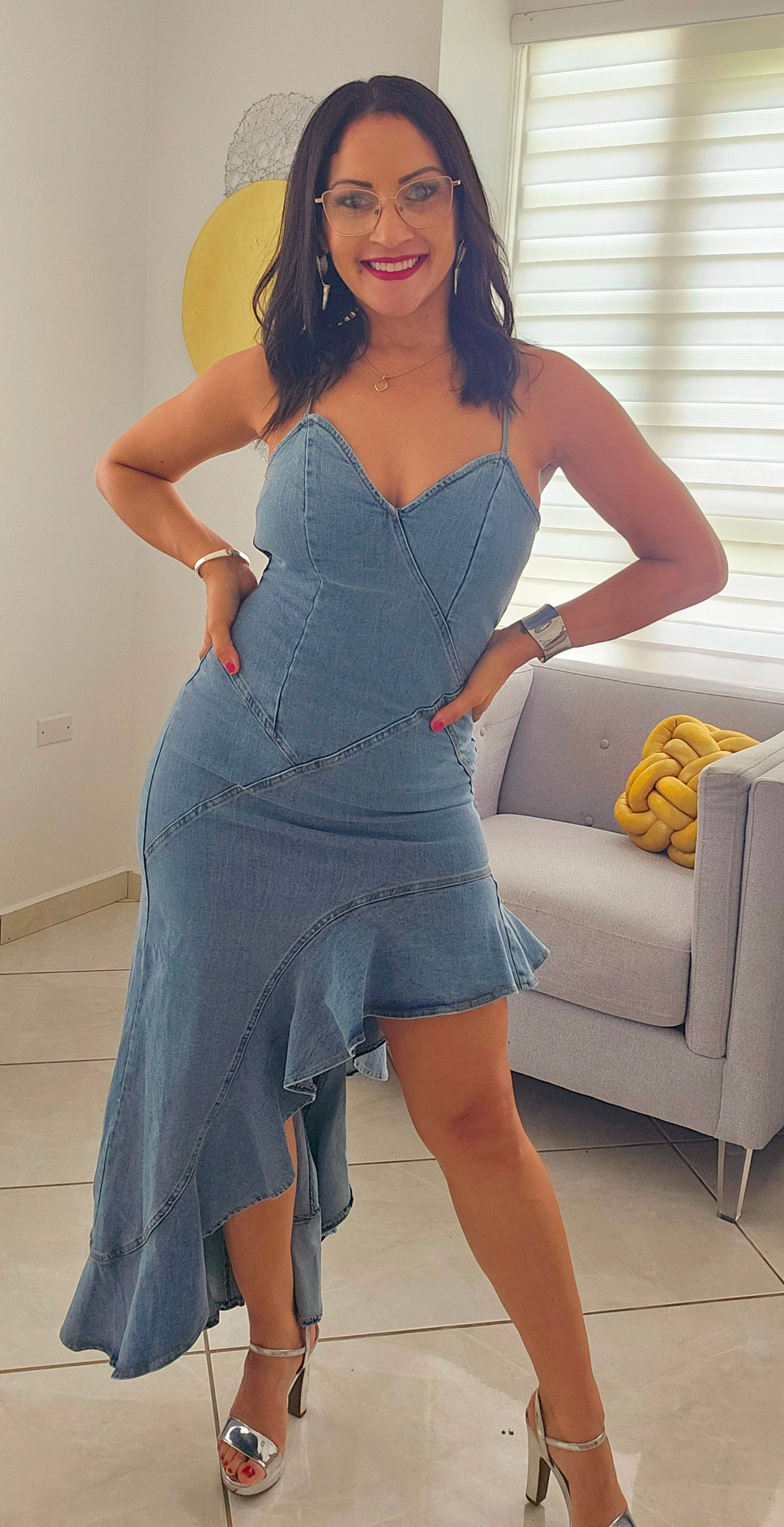 Say no more asymmetrical denim dress!