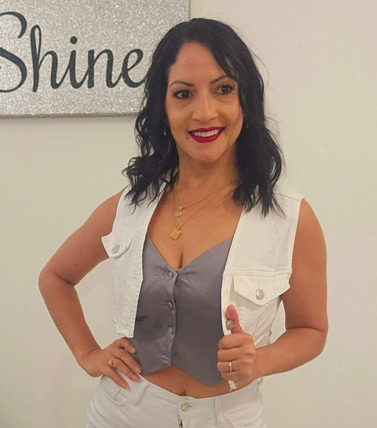 White mini blazer/vest