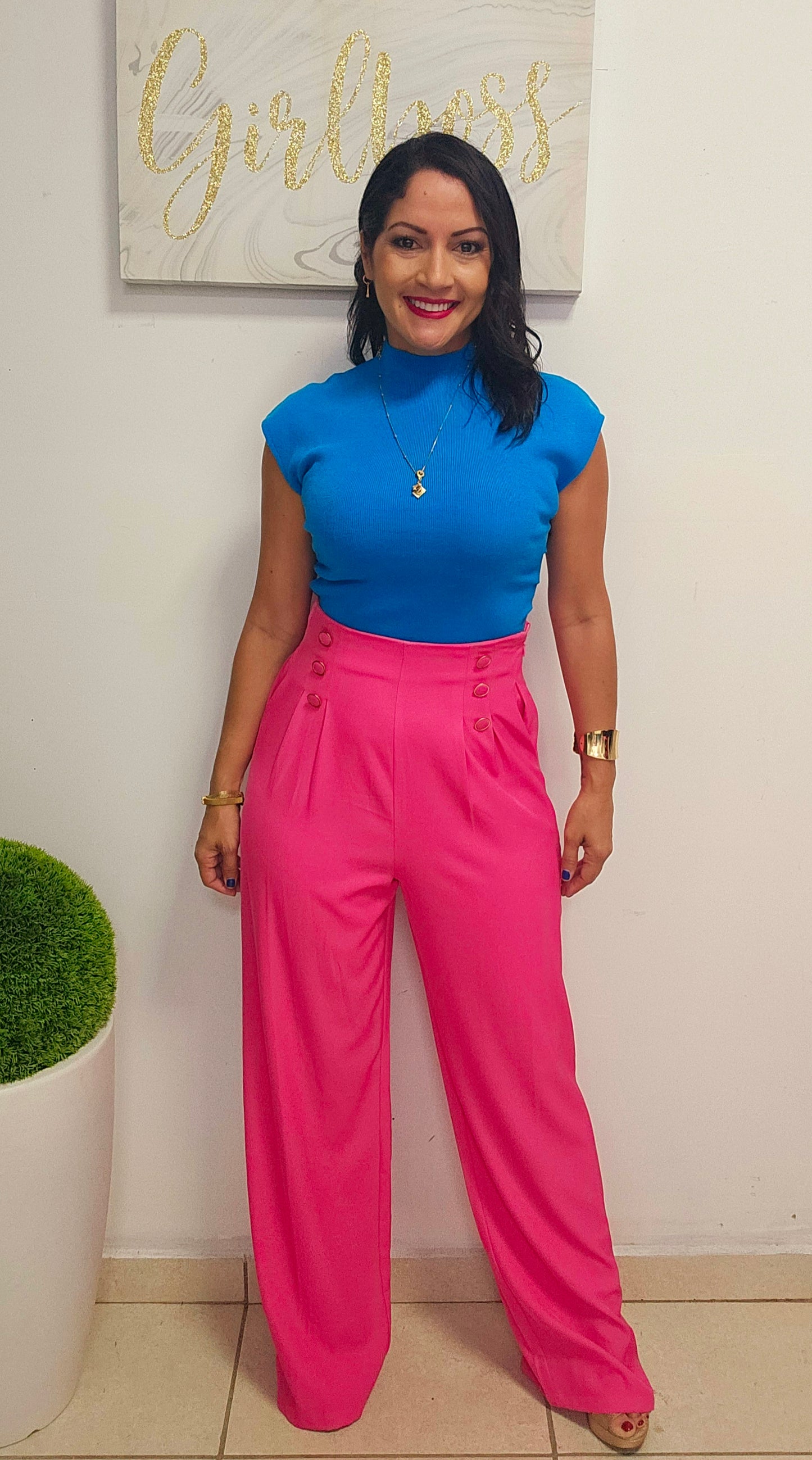 High Waist Hot Pink Pant