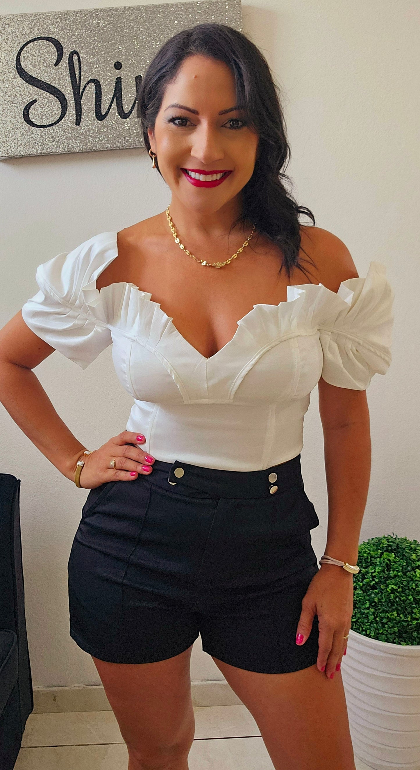 Offshoulder White Top