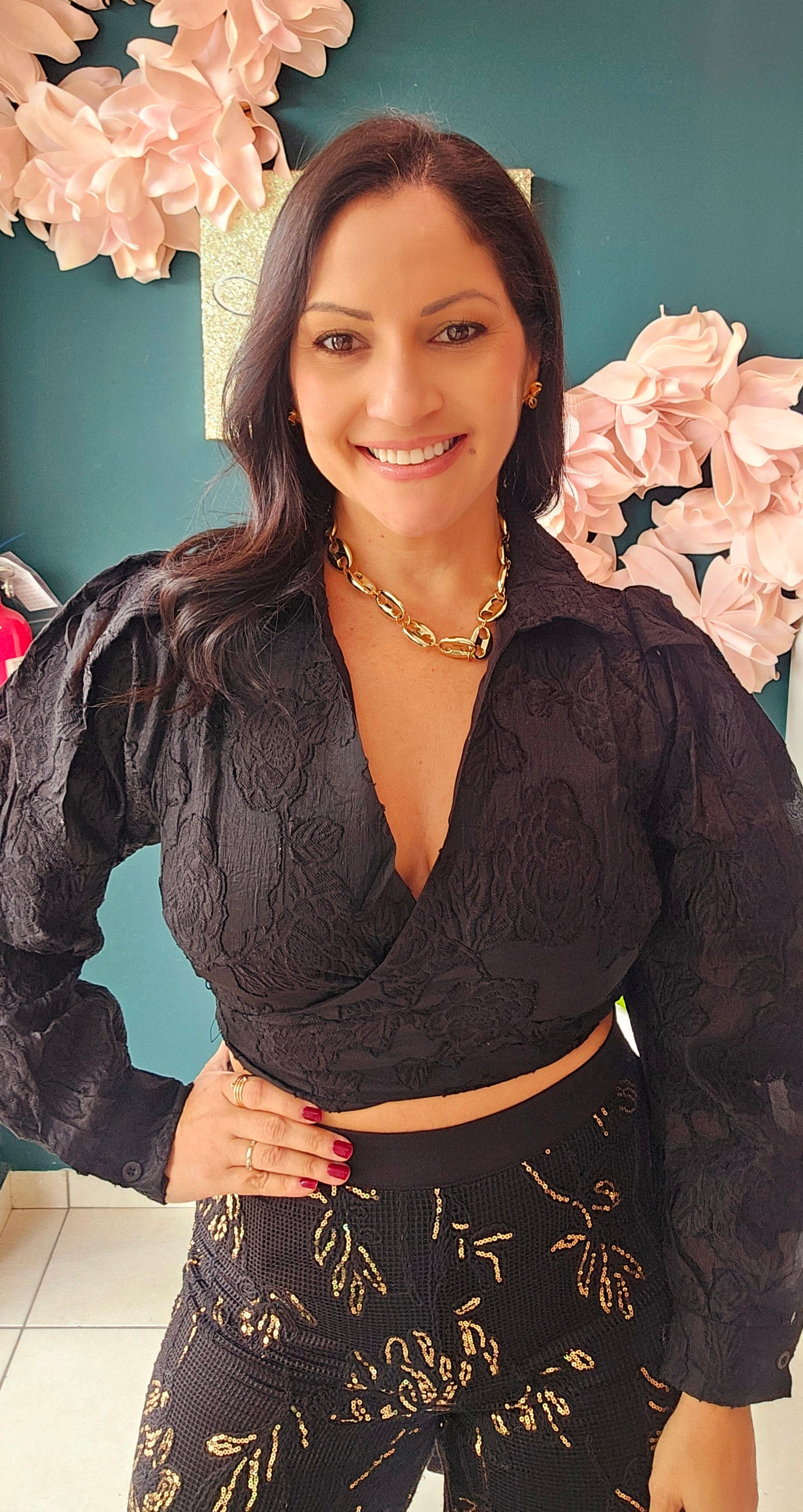 Black Wrap-Around Top