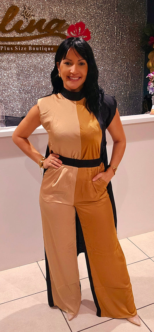 Satin Pant Set - TriColor Mocha