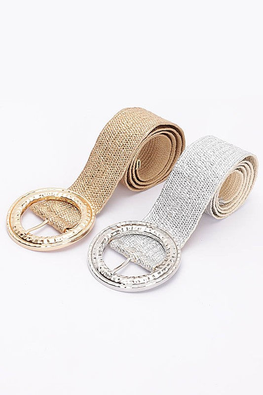 Metallic Stretch Belt - Silver / Gold