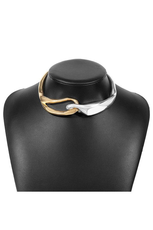 Asymmetrical Two-Tone Choker Necklace