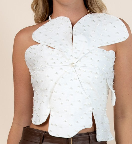 Top Flor de Maga White Pearls
