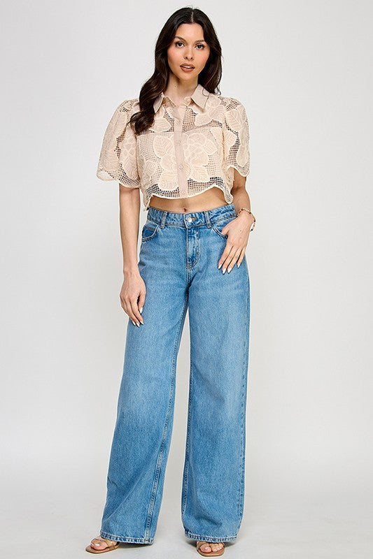 Crochet Elegant Beige Pant