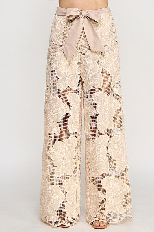 Crochet Elegant Beige Pant