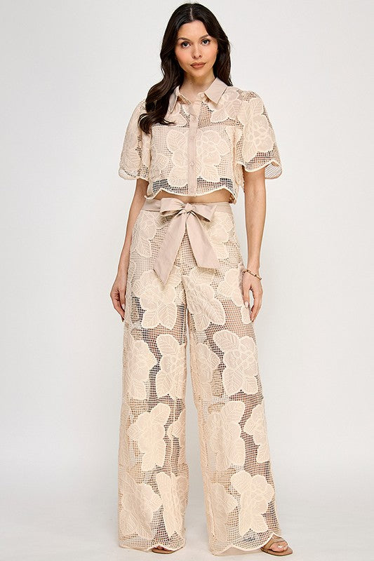 Crochet Elegant Beige Pant