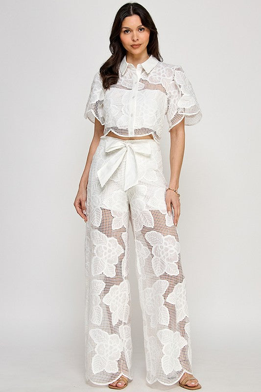 Crochet Elegant Beige Pant
