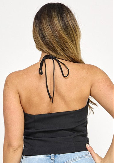 Crochet spaghetti top Black