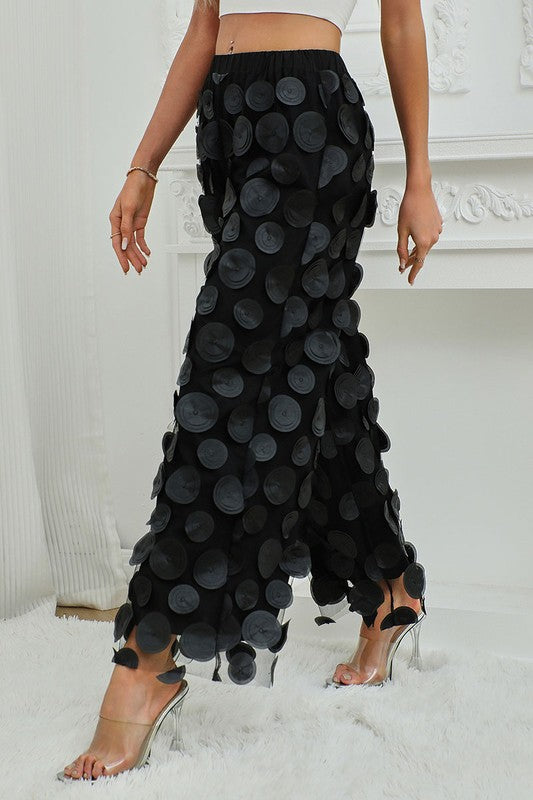 Wide Leg Accent Black Pant