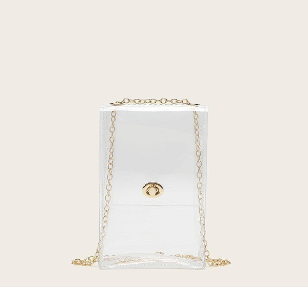 Clear Cellphone Clutch Gold