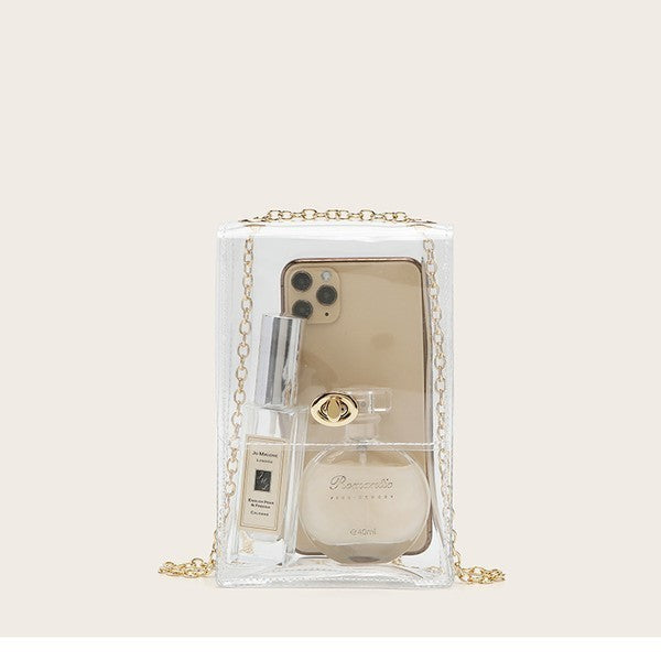 Clear Cellphone Clutch Gold