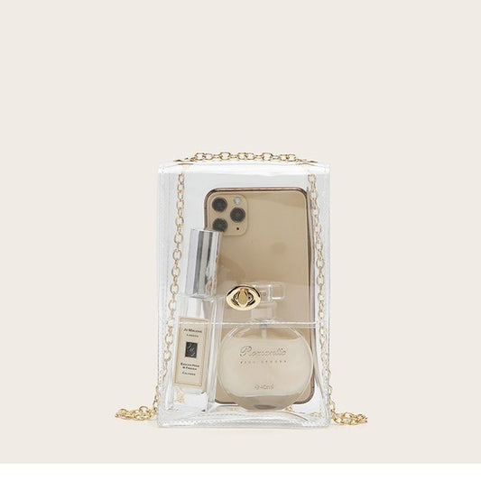 Clear Cellphone Clutch Gold
