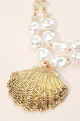 Pearls Sea Shell Beaded Necklace