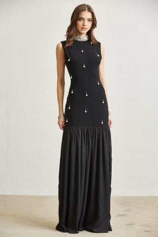 Turtle Neck Black Maxi Dress