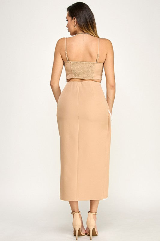 Set Crop Top & Skirt Natural Beige