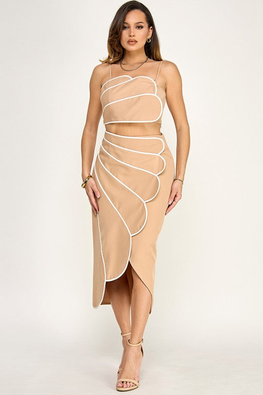 Set Crop Top & Skirt Natural Beige
