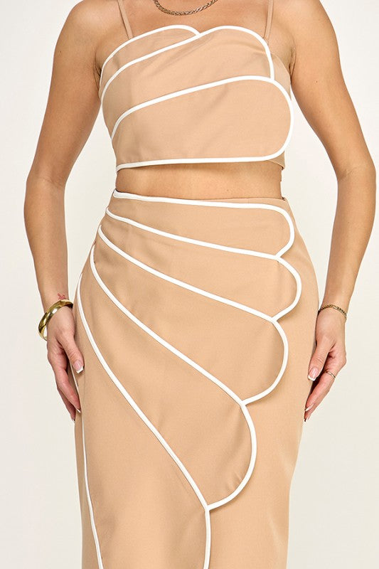 Set Crop Top & Skirt Natural Beige