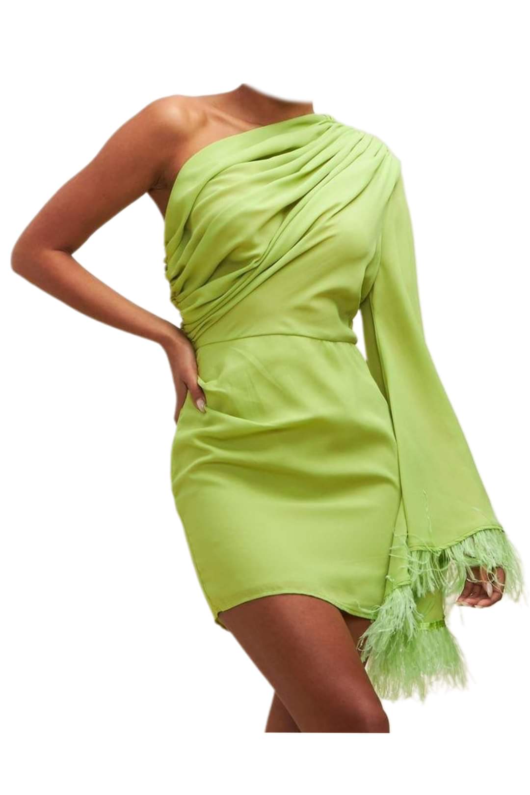 One Shoulder Mint Green