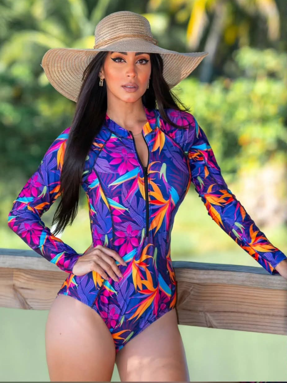 Vibrant purple or blue floral