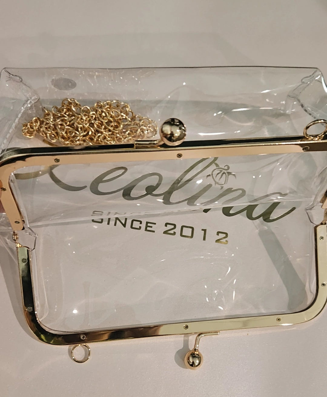 Clear Clutch Money Style - Gold