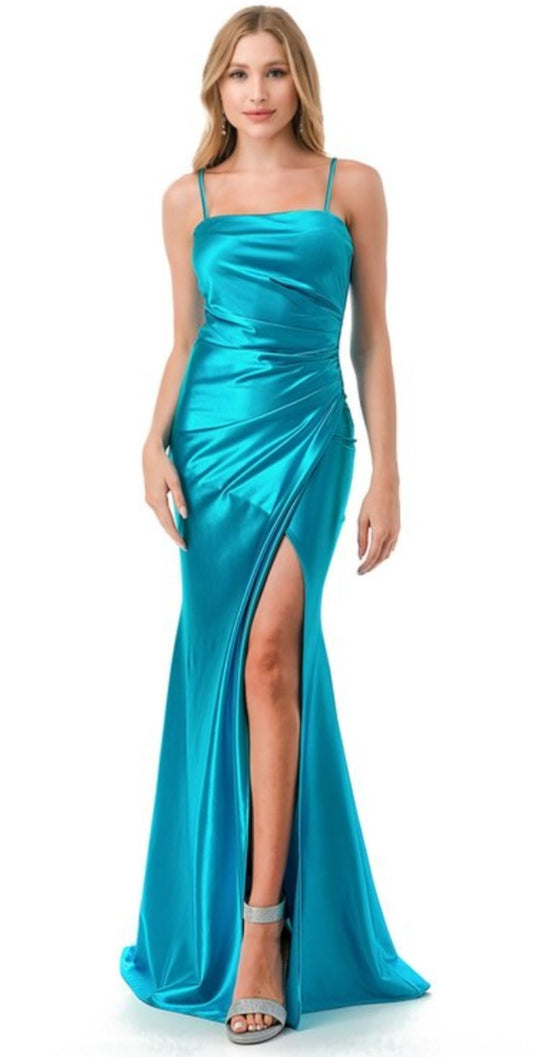 Formal Dress Aqua Satin