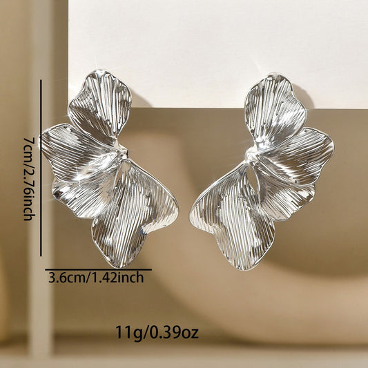 Half Flower Earrings Silver