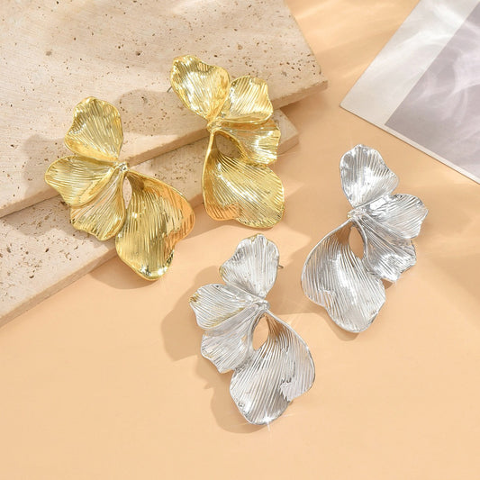 Half Flower Earrings Silver