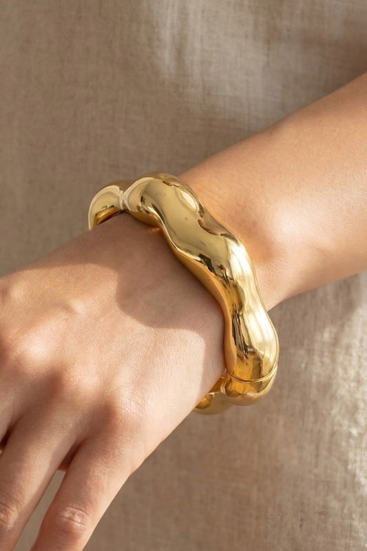 Wave Hinged Bangle Bracelet