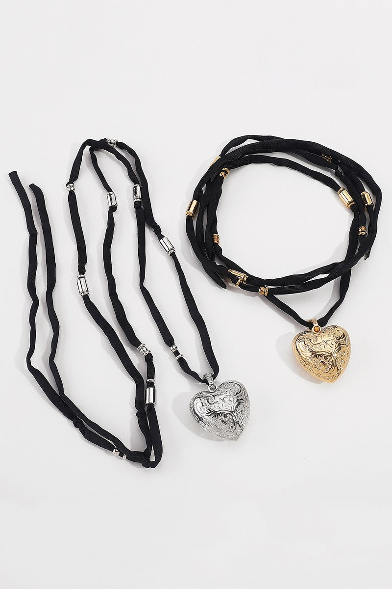 Vintage Heart Pendant Necklace Silver