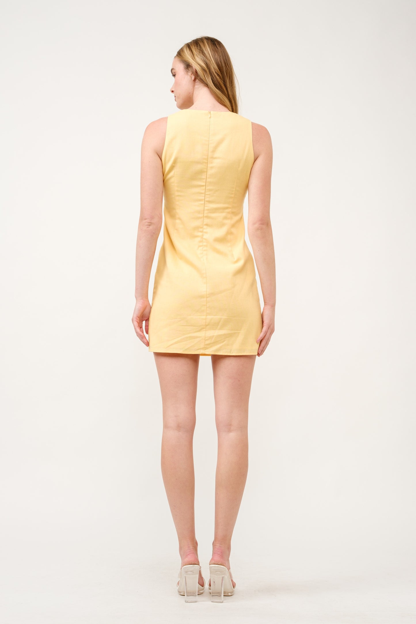 Yellow Sleeveless Bow Dress