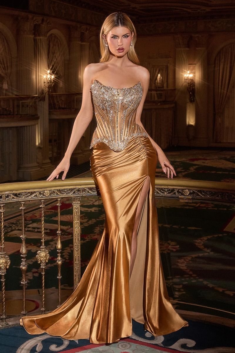 Corset Formal Dress - Antique Gold