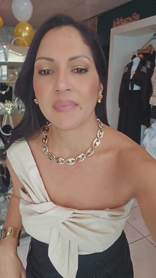 One Shoulder Beige Top