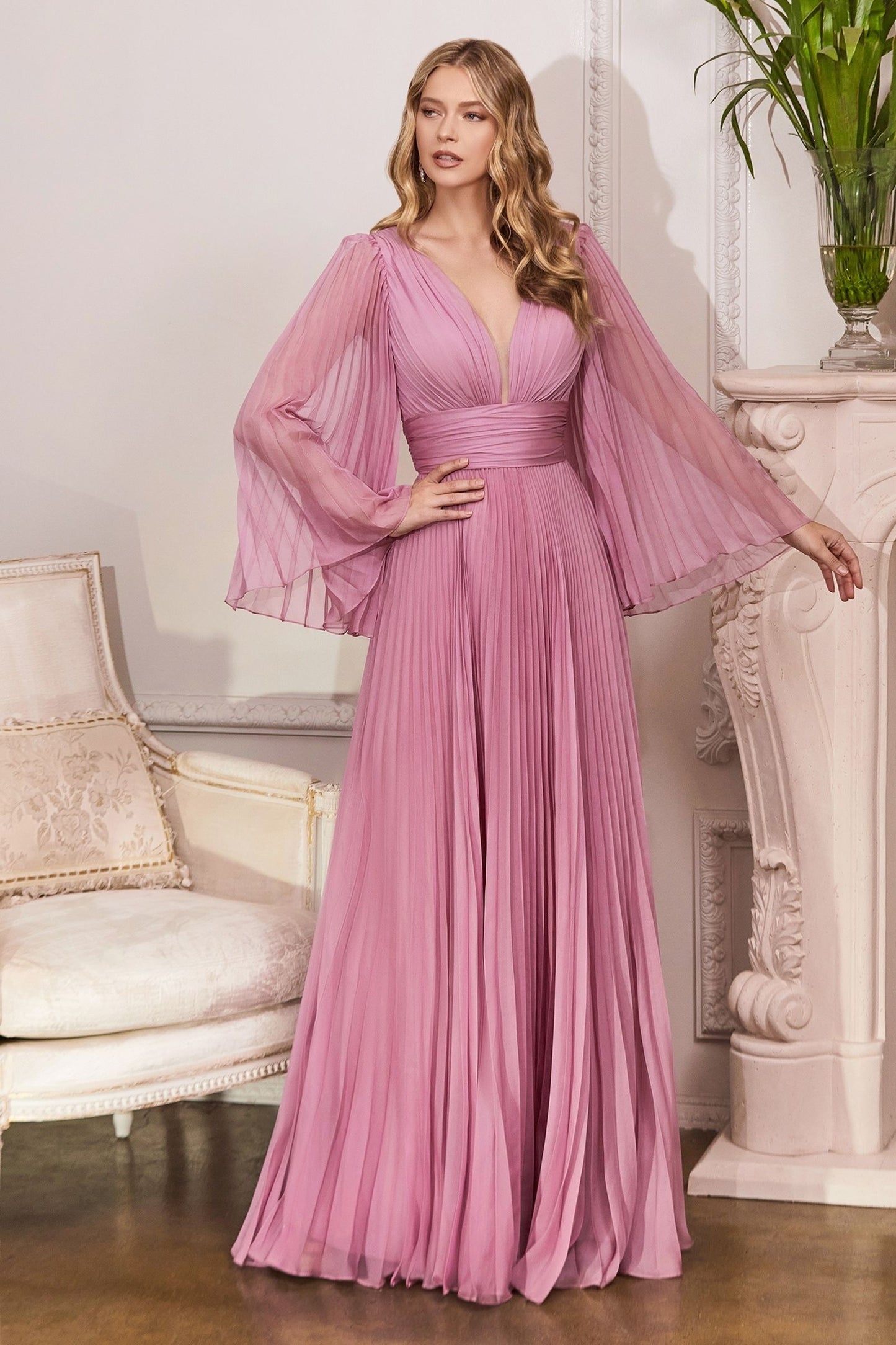 Formal Dress - Teal Pleated Chiffon